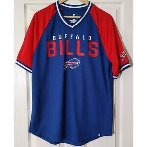 Men's Fanatics Buffalo Bills Hashmark Raglan NFL T-Shirt Jersey Royal Blue - L
